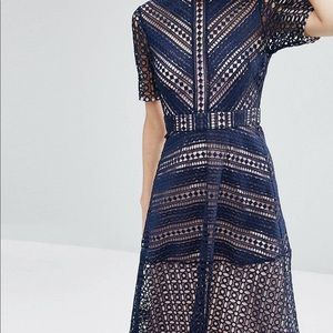 Navy lace midi dress